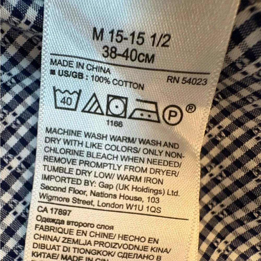 Banana Republic Men's Navy and White Micro-Pattern Dress Shirt Non Iron medium